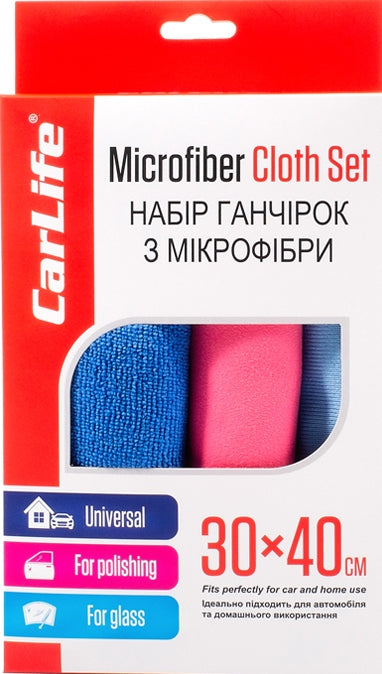 CarLife CC905 Microfiber Cloths, 30 x 40 cm, 3 pcs
