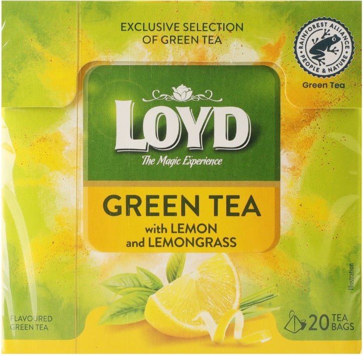 Loyd Lemon & Lemongrass Green Tea Pyramid Bags, 20 x 1.5 g