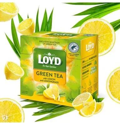 Loyd Lemon & Lemongrass Green Tea Pyramid Bags, 20 x 1.5 g - Image 2