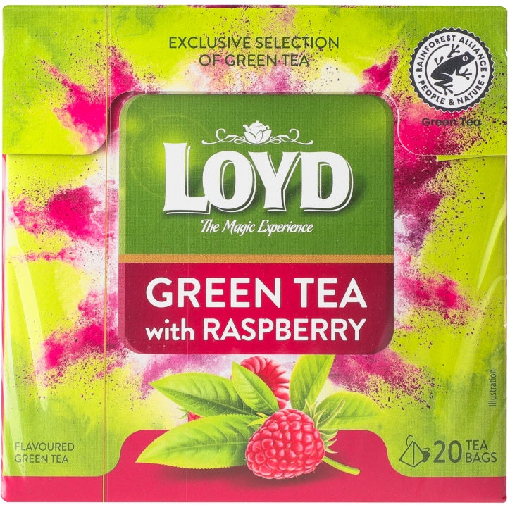 Loyd Raspberry Green Tea Pyramid Bags, 20 x 1.5 g
