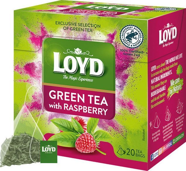 Loyd Raspberry Green Tea Pyramid Bags, 20 x 1.5 g - Image 2