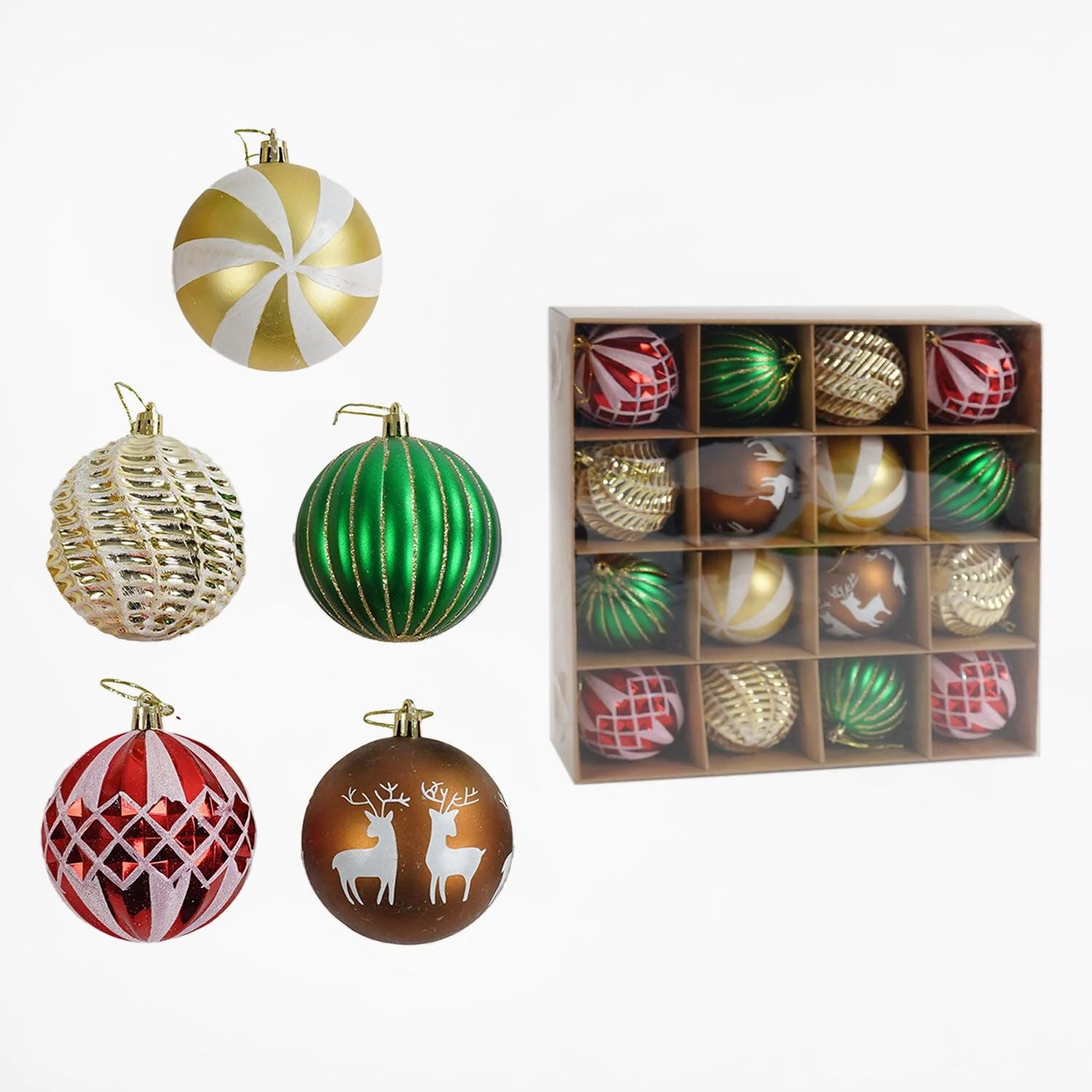 C 67493 Christmas Ball Ornaments, 7 cm Diameter, 16 pcs