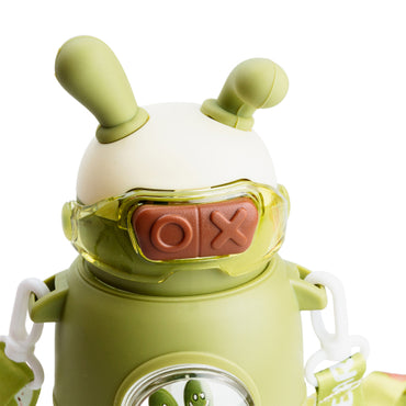 Rabbit Green Kids' Water Bottle with Push-Button Lid & Strap, 700 mL - Image 2