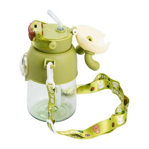 Rabbit Green Kids' Water Bottle with Push-Button Lid & Strap, 700 mL - Image 3