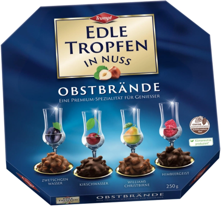 Trumpf Edle Tropfen in Nuss Fruit Brandy Chocolate Candy, 250 g
