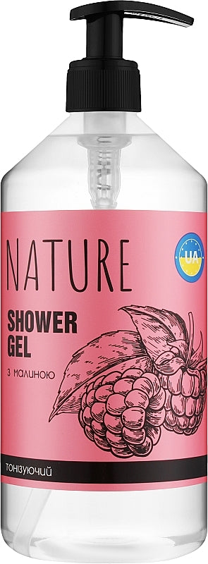Bioton Nature Raspberry Shower Gel with Pump, 900 mL