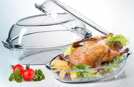 Pasabahce Borcam 59052 Oval Heat-Resistant Glass Roasting Dish, 2.85 L + 1.8 L - Image 2