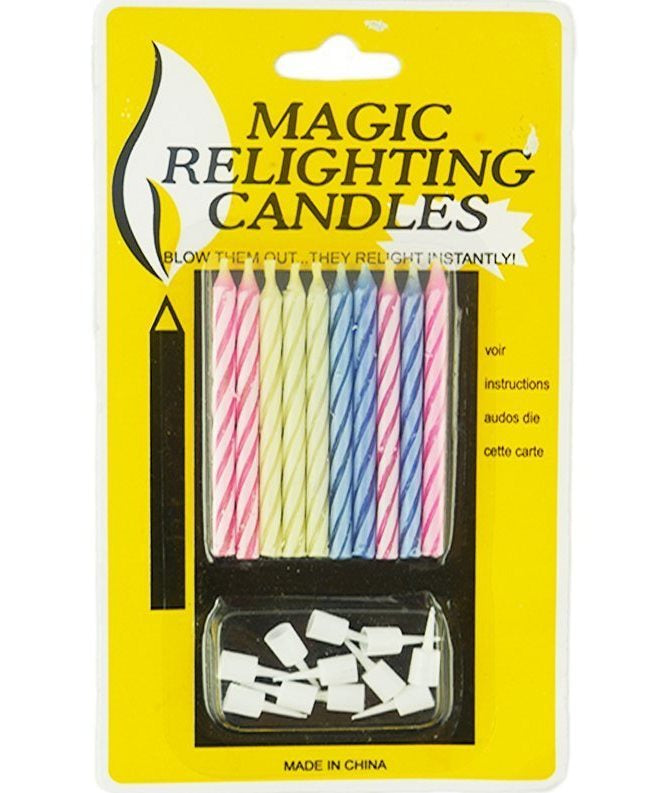 Magic Relighting Cake Candles, 5.5 cm, 10 pcs
