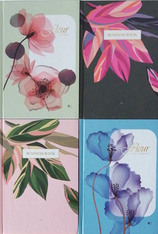 Flowers A5 Hardcover Laminated Grid Notebook, 96 Sheets