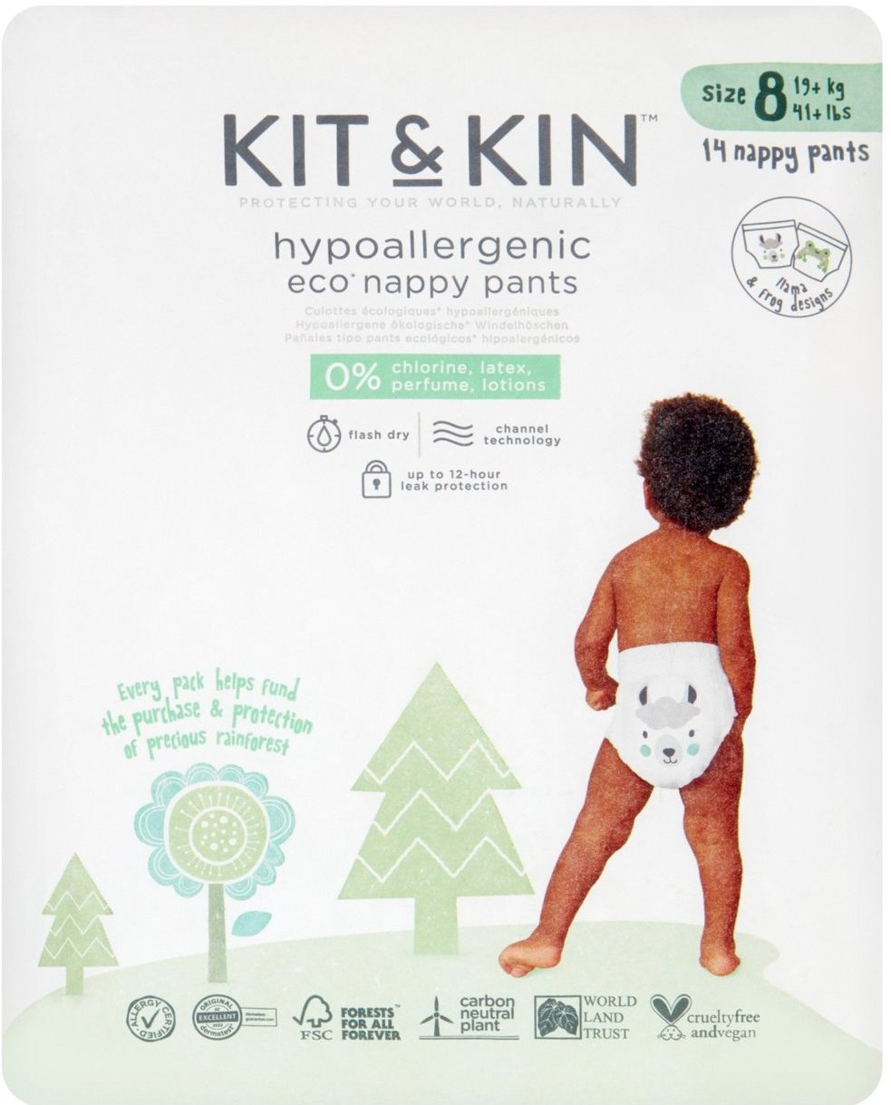 Kit & Kin Size 8 Baby Pull-Up Diaper Pants, 19+ kg, 14 pcs