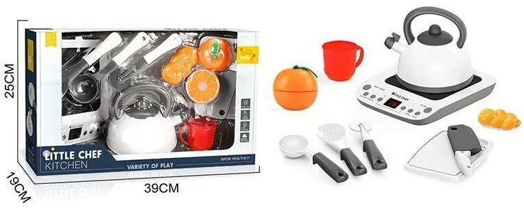 BC 9003 Toy Stove & Dish Set with Sound and Hook-and-Loop Food, 10 pcs