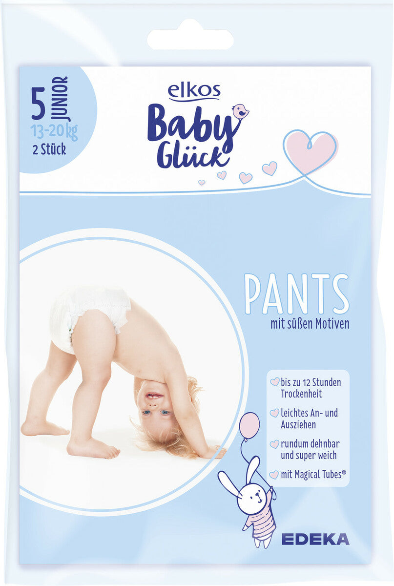 Elkos Baby Glück Size 5 Baby Pull-Up Diaper Pants, 13-20 kg, 2 pcs