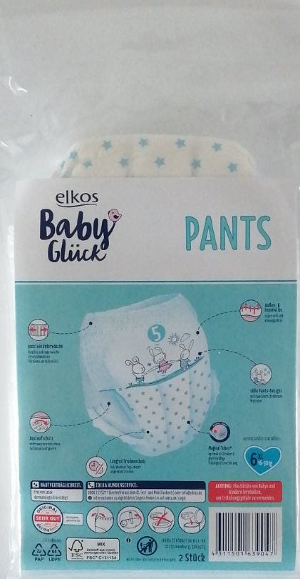 Elkos Baby Glück Size 5 Baby Pull-Up Diaper Pants, 13-20 kg, 2 pcs - Image 2