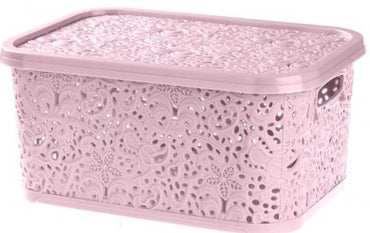 R Plastic Openwork Basket with Lid, 10 L - Image 2