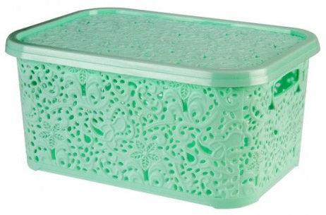 R Plastic Openwork Basket with Lid, 10 L - Image 3
