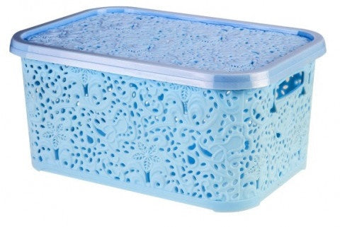 R Plastic Openwork Basket with Lid, 10 L - Image 4