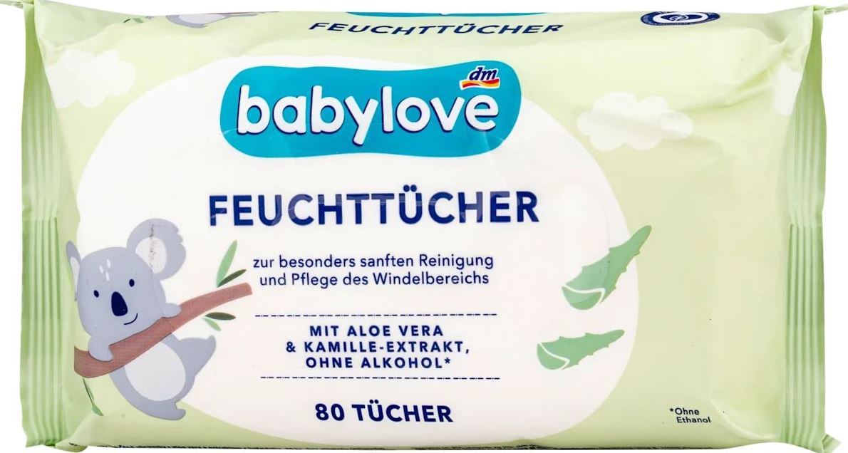 Babylove Baby Wet Wipes with Aloe Vera & Chamomile, 80 pcs