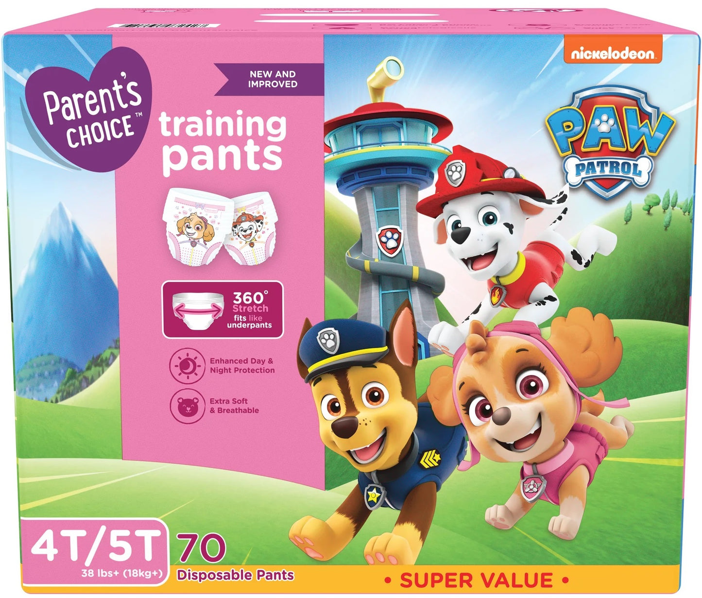 Parents choice Paw Patrol 6 Baby Pull-Up Diaper Pants, 70 pcs, 18+ kg