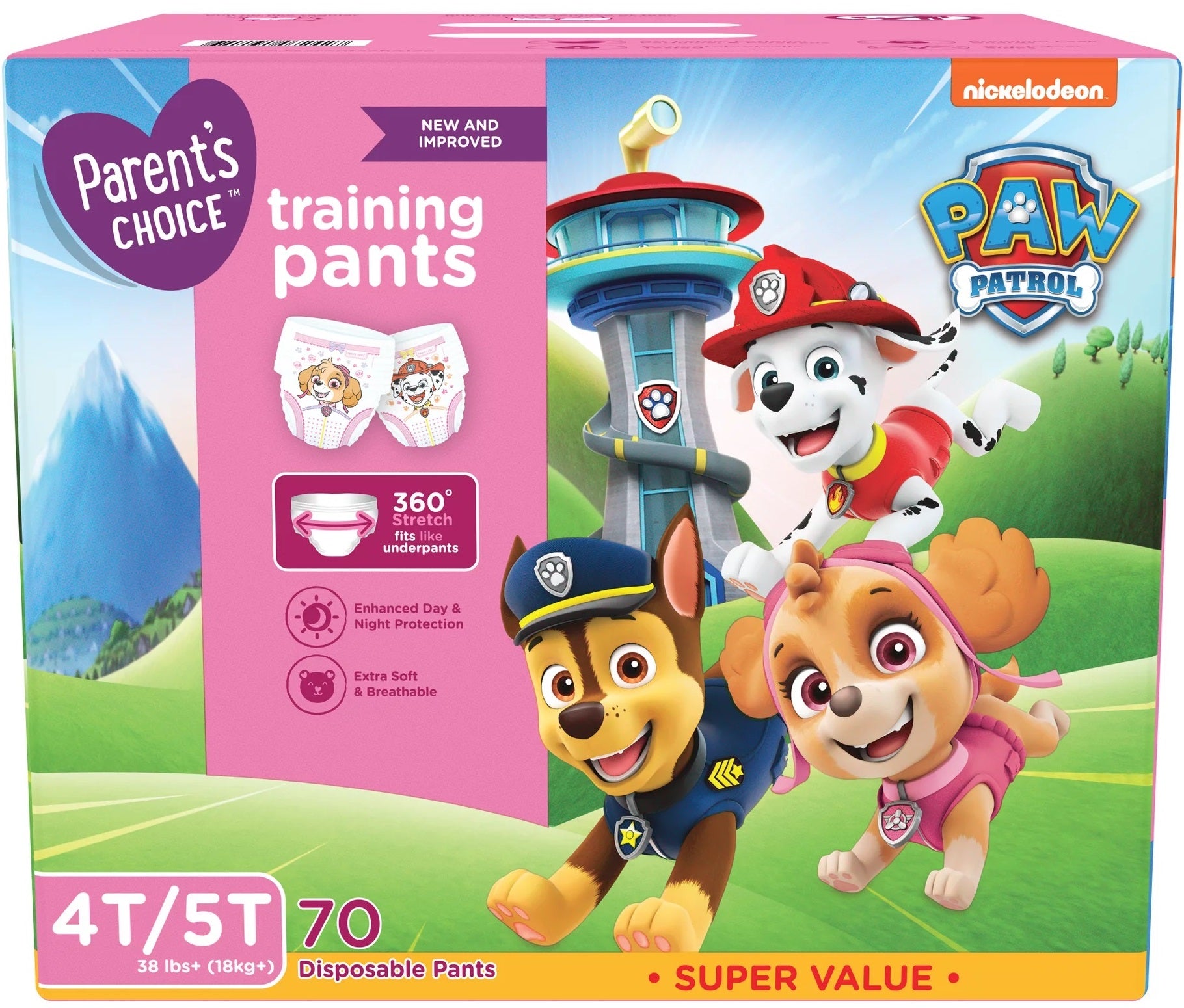 Parents choice Paw Patrol 6 Baby Pull-Up Diaper Pants, 70 pcs, 18+ kg