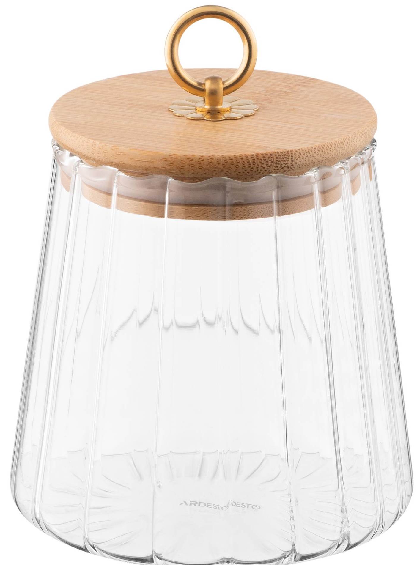 Ardesto Fresh Vintage AR1365BV Glass Storage Jar with Bamboo Lid, 650 mL