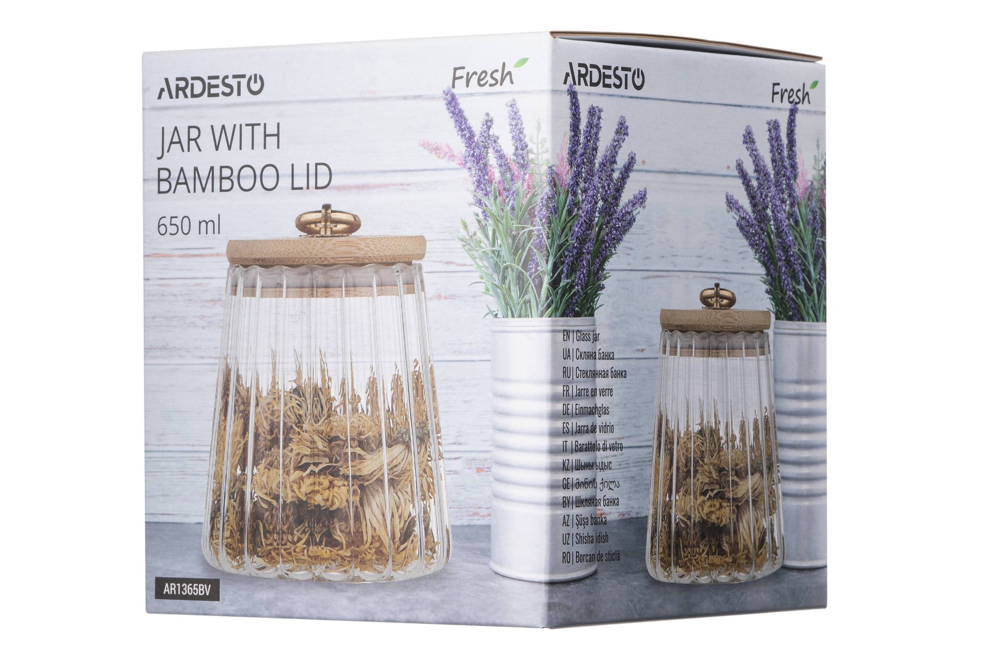 Ardesto Fresh Vintage AR1365BV Glass Storage Jar with Bamboo Lid, 650 mL - Image 4