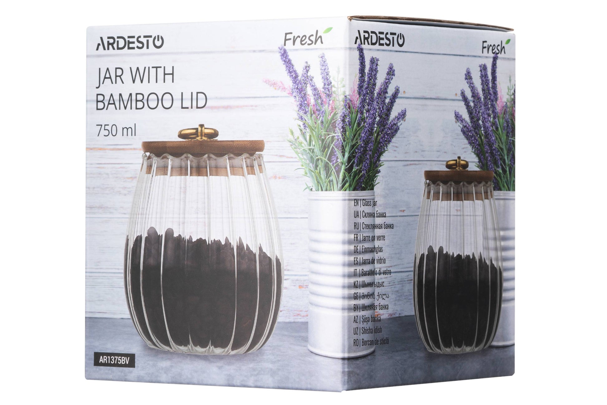 Ardesto Fresh Vintage AR1375BV Glass Storage Jar with Bamboo Lid, 750 mL - Image 4