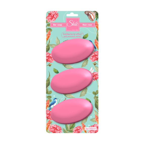 Shik Pink Rose Bar Soap with Amaranth Extract, 3 x 110 g