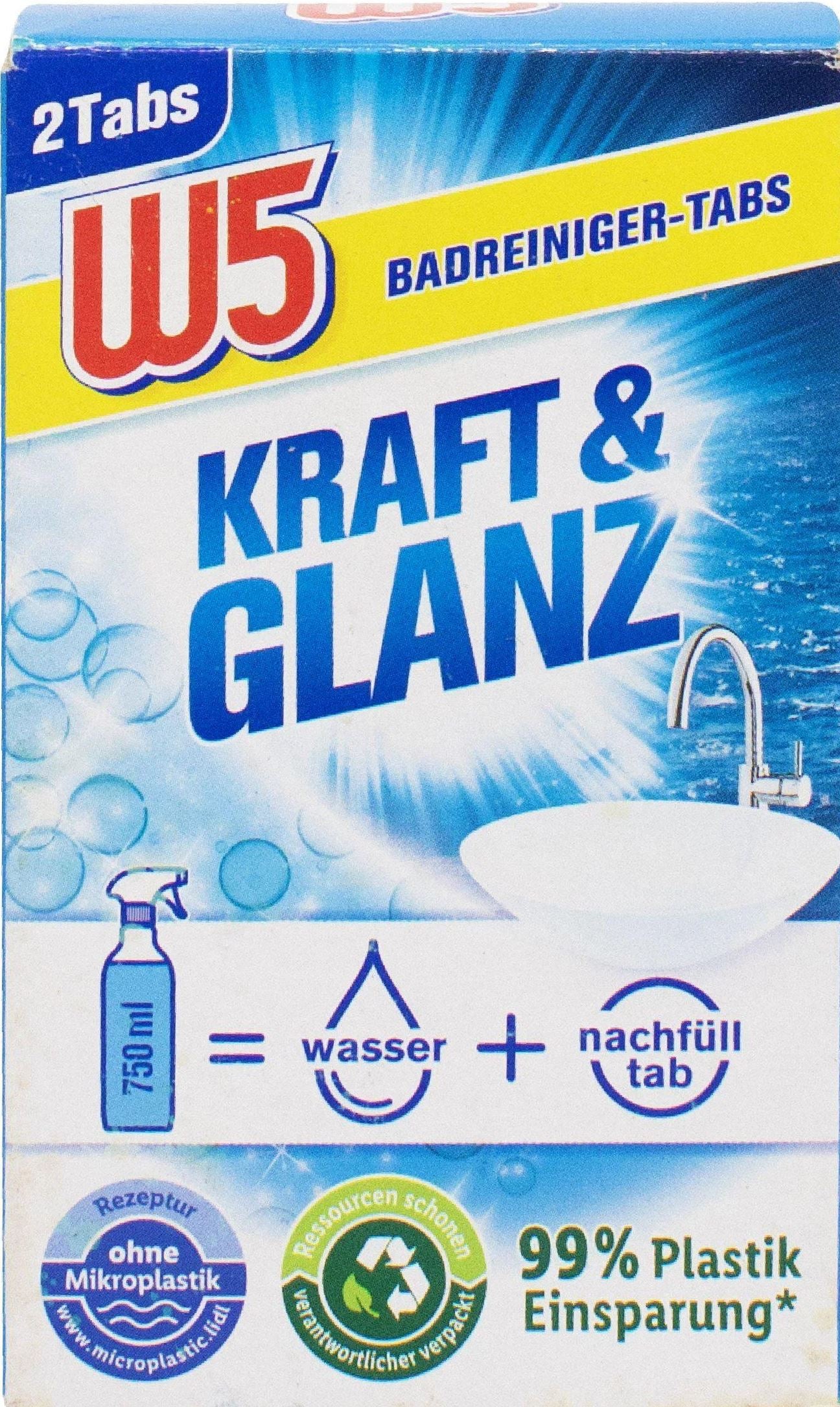 W5 Power & Shine Bathroom Cleaning Tablets, 2 x 5 g