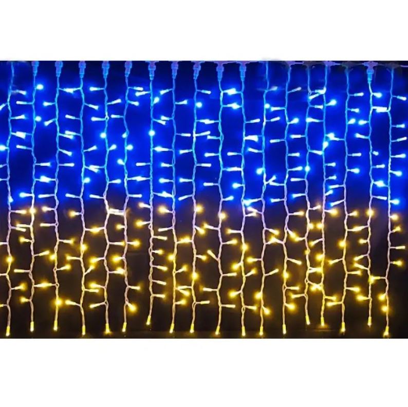 Ukrainian Flag Patriotic LED Curtain Lights, 420 LEDs, 2.4 x 1.2 m