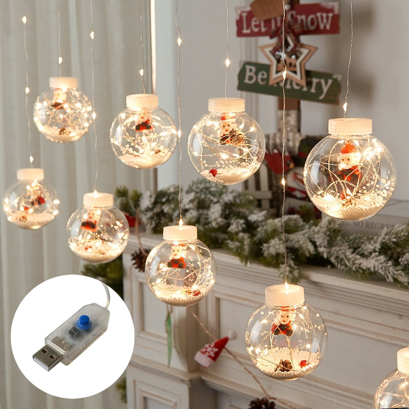 ZB-006 G USB Filled Ball LED Curtain Lights, Gold Light, 10 pcs