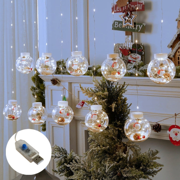 ZB-006 W USB Filled Ball LED Curtain Lights, White Light, 10 pcs