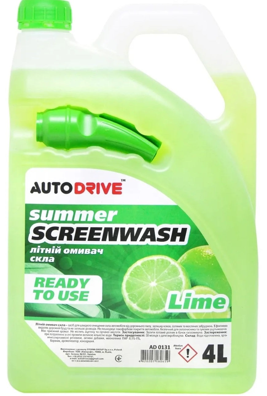Auto Drive Lime AD0131 Summer Windshield Washer Fluid, 4 L - Image 2