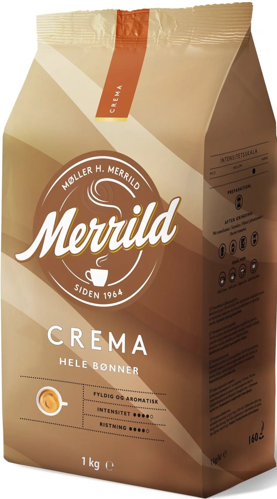 Merrild Crema Whole Bean Coffee, 1 kg
