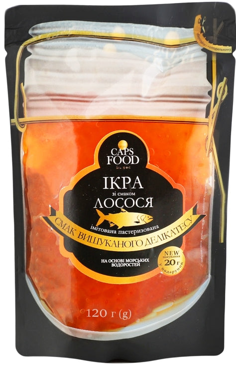 Caps Food Salmon-Flavored Pasteurized Imitation Caviar, Stand-Up Pouch, 120 g