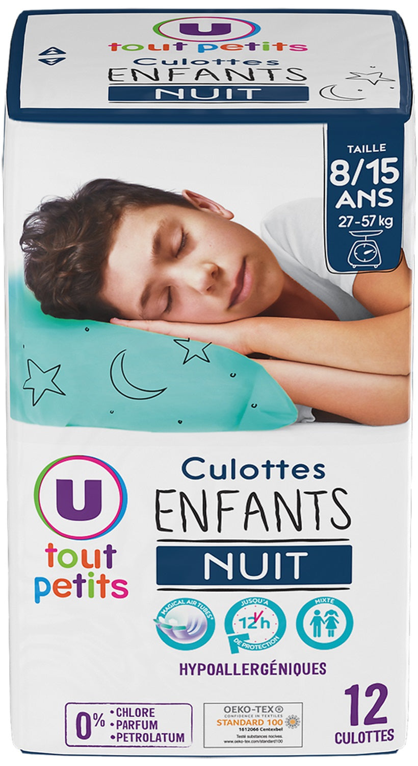 U Tout Petits Baby Pull-Up Diaper Pants for Ages 8-15 Years, 12 pcs, 27-57 kg
