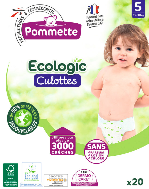 Pommette Size 5 Eco Baby Pull-Up Diaper Pants, 20 pcs, 12-18 kg