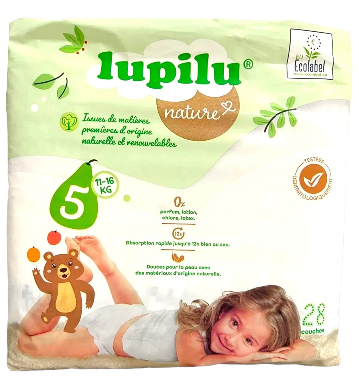 Lupilu Nature Size 5 Eco Baby Diapers, 28 pcs, 11-16 kg