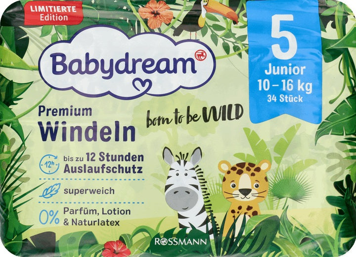 Babydream Size 5 Baby Diapers, 34 pcs, 10-16 kg