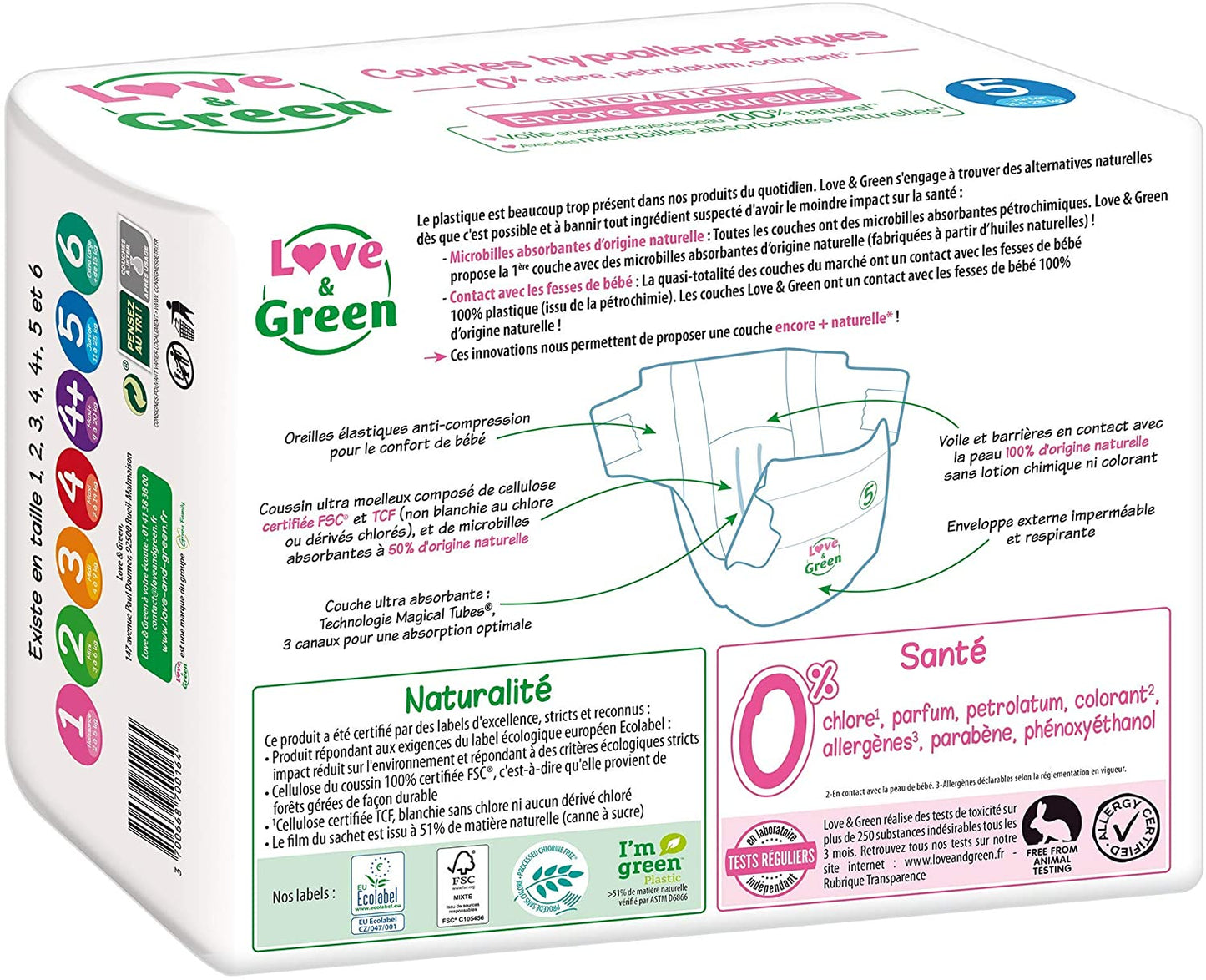 Love & Green Naturelle Size 5 Eco Baby Diapers, 40 pcs, 11-25 kg - Image 2