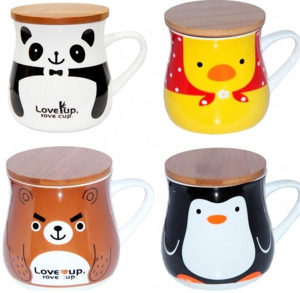Olens N35191-9 Love Cup Mug with Bamboo Lid, 450 mL