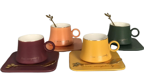 Olens O8030-120 Autobiography Cup & Saucer with Spoon, 150 mL