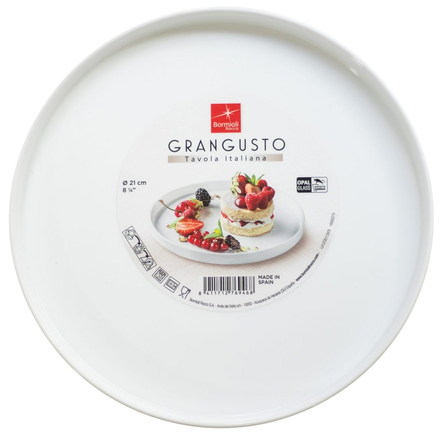 Bormioli Rocco Grangusto 410714MDF Round Rimmed Serving Dish, 21 cm