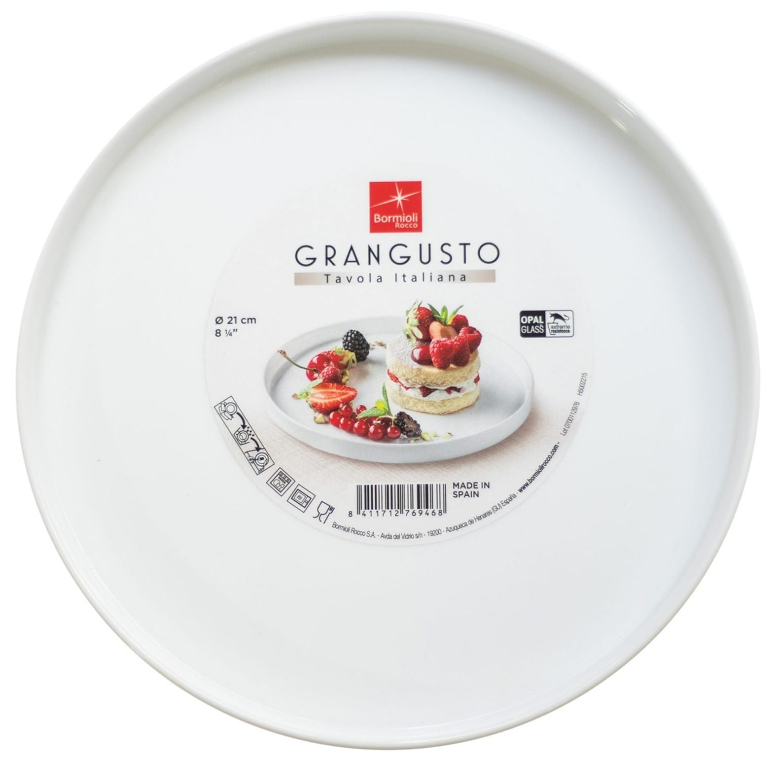 Bormioli Rocco Grangusto 410714MDF Round Rimmed Serving Dish, 21 cm