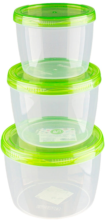 Al-Plastik Twist Box 3-in-1 Airtight Food Storage Container Set, 600 mL + 880 mL + 1.18 L