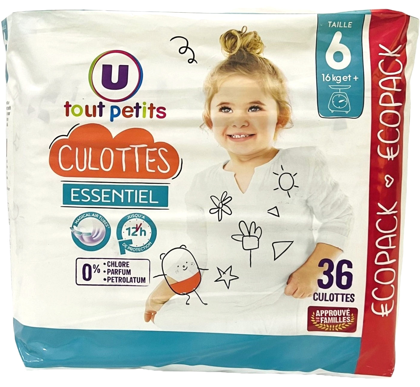 U Tout Petits Essentiel Size 6 Baby Pull-Up Diaper Pants, 16 kg, 36 pcs - Image 2