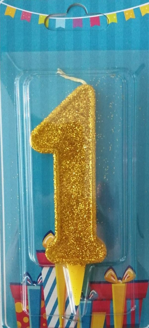 Gold Number 1 Cake Candle