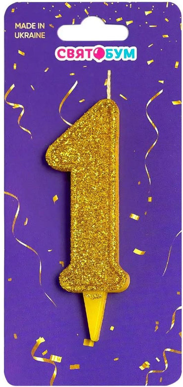 Gold Number 1 Cake Candle - Image 2