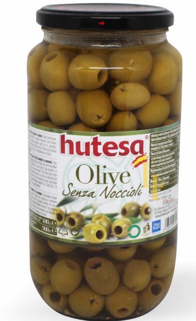 Hutesa Pitted Green Olives in Glass Jar, 900 g