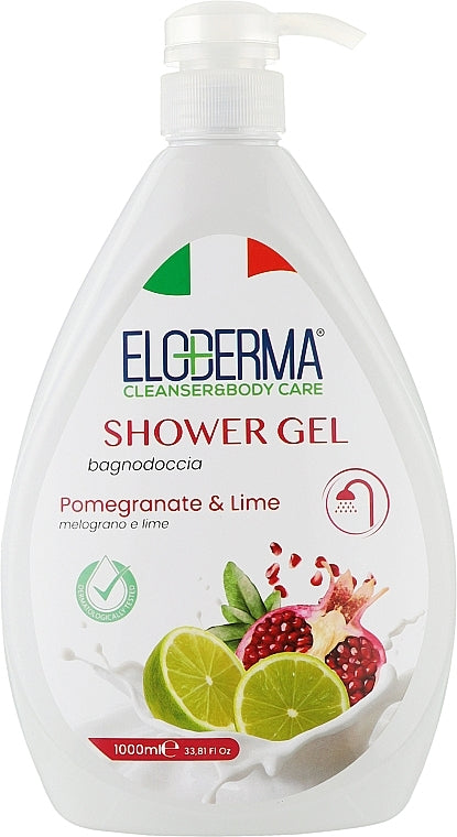 Eloderma Pomegranate & Lime Shower Gel with Pump, 1 L