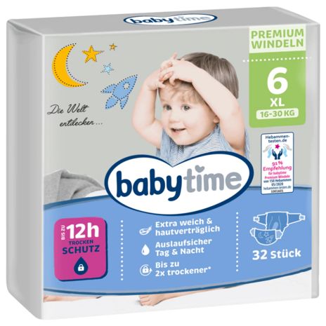 Babytime Premium Size 6 Baby Diapers, 13-18 kg, 32 pcs